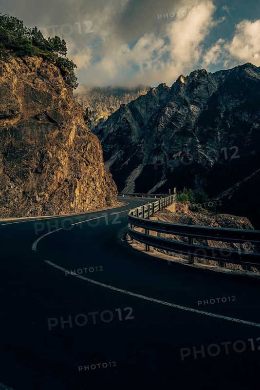 Hahntennjoch pass road in Tyrol in Lechtal, Austria
