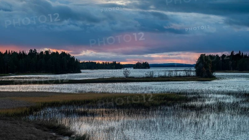 Sunset, lakes and moorland, Lapland, Finland