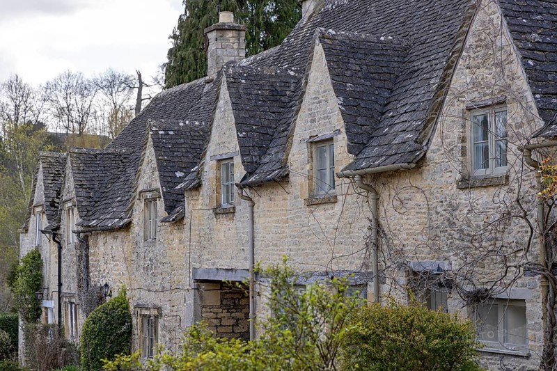 Houses, Cotswold Stone, Bibury, The Cotswolds, England, Great Britain
