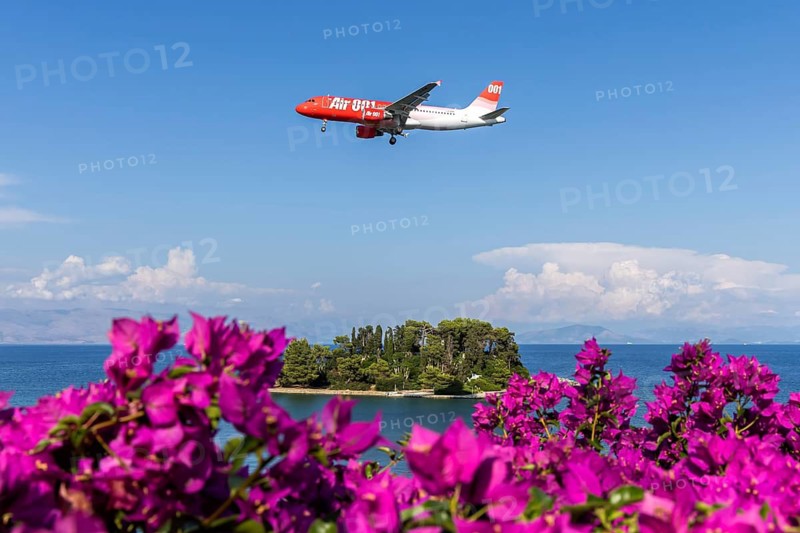 An Airbus A320 Air 001 aircraft with the license plate LZ-EAK at Corfu airport, Greece