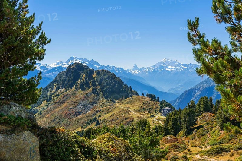Hiking on the Moranenweg, Riederalp, tourism, hiking, hike, blue sky, Matterhorn, Aletsch Arena, Valais, Switzerland