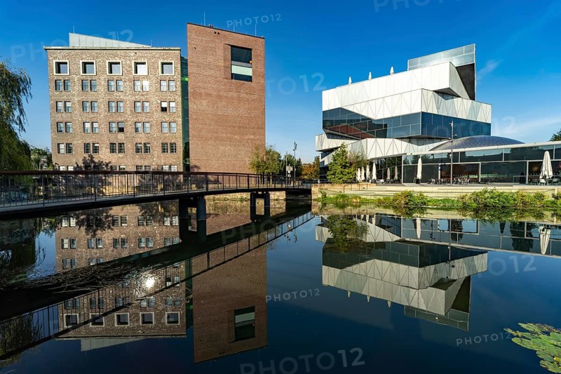 Experimenta Science Centre and Lake Hagenbuch in Heilbronn, Baden-Württemberg, Germany