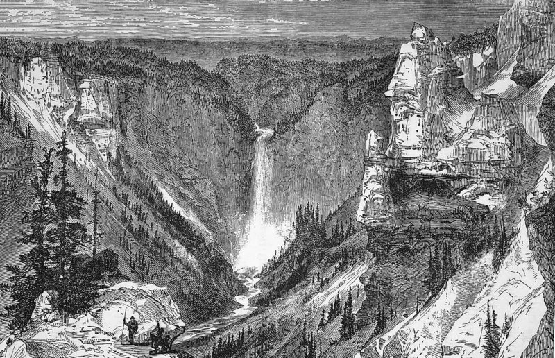 Grand Canon and the waterfalls, Yellowstone (National Park), California, around 1870, America, digital reproduction of a historical original