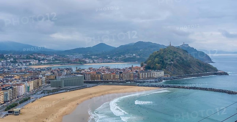 Panoramic view of the city of San Sebastian from Mount Ulia, Gipuzkoa. Basque Country