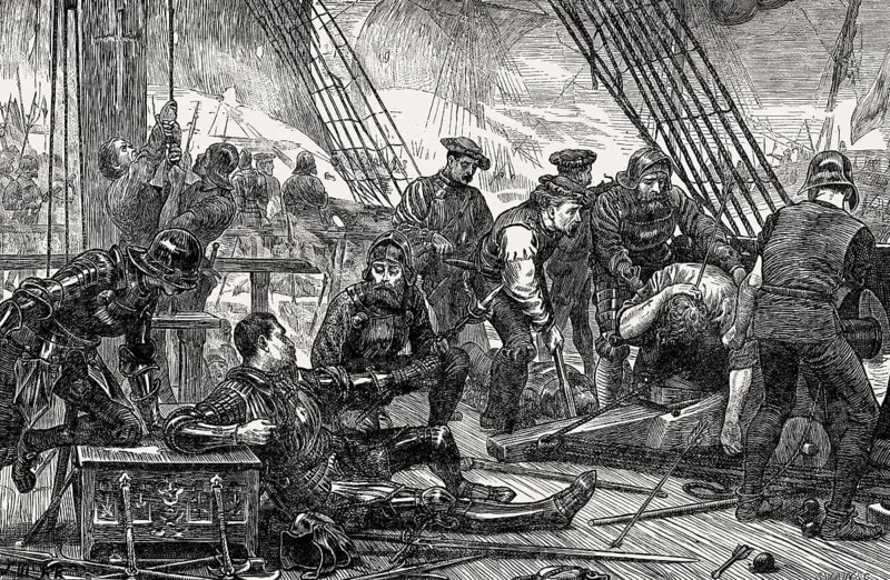 Death of Sir Andrew Barton on 2 August 1511, High Admiral of the Kingdom of Scotland, From British Battles on Land and Sea, by James Grant
