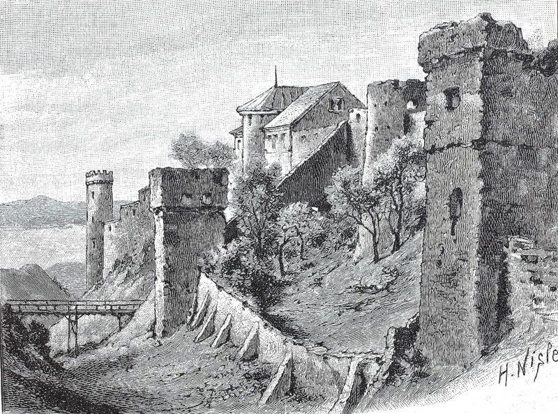 Parts of the old town wall, Landsberg, around 1890, Bavaria, Germany, digital reproduction of an original from the 19th century, historical
