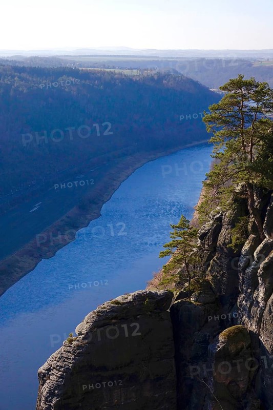Elbe Sandstone Mountains, bastion area, winter, Saxony, Germany