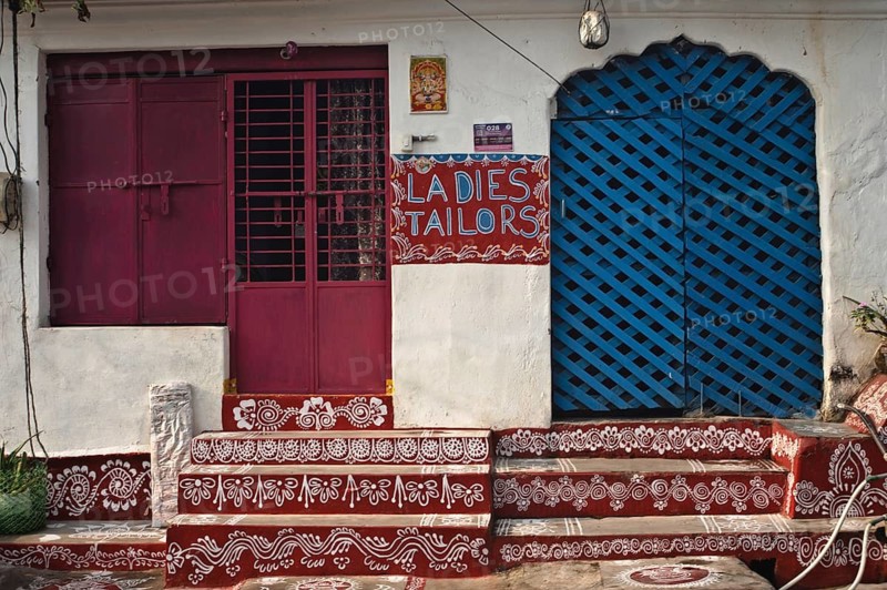 Facade of a tailor workshop in coastal Odisha, India