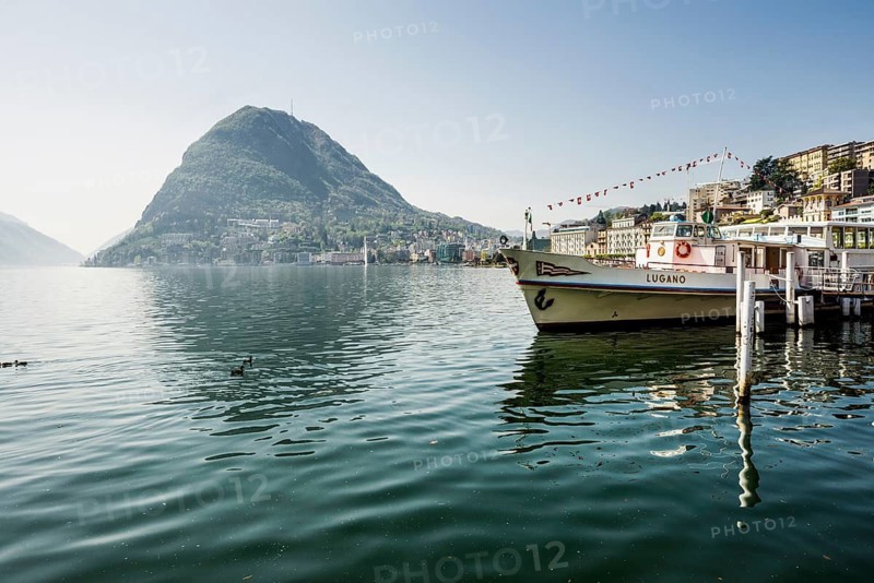 Lakeside promenade, spring, Lugano, Lake Lugano, Lago di Lugano, Ticino, Switzerland
