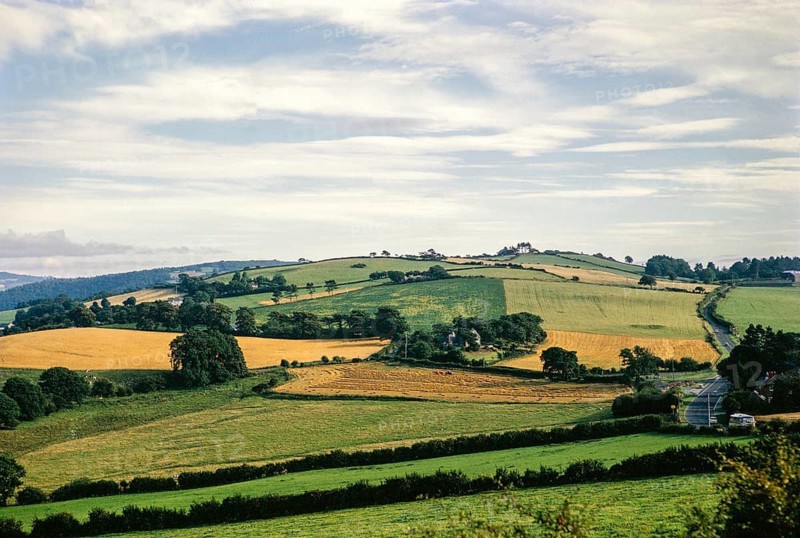 Landwirtschaftliche Landschaft, Conway-Tal, Nordwales, Großbritannien Landschaft 3 September 1969