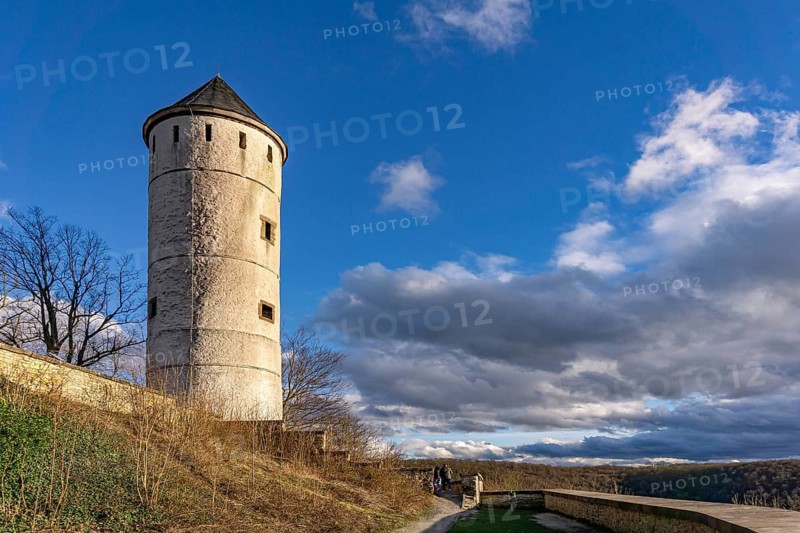 Tower of Plesse Castle or Plesseburg ruins near Göttingen in Bovenden-Eddigehausen, Lower Saxony, Germany