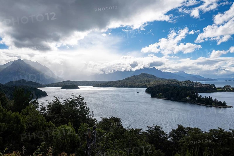 Changeable weather at Circuito Chico in the Nahuel Huapi National Park with the Andes of Patagonia, Bariloche, Argentina