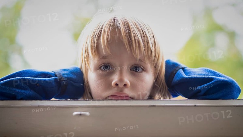 Little boy, 6 years, blonde, portrait, thoughtful, Stuttgart, Baden-Württemberg, Germany