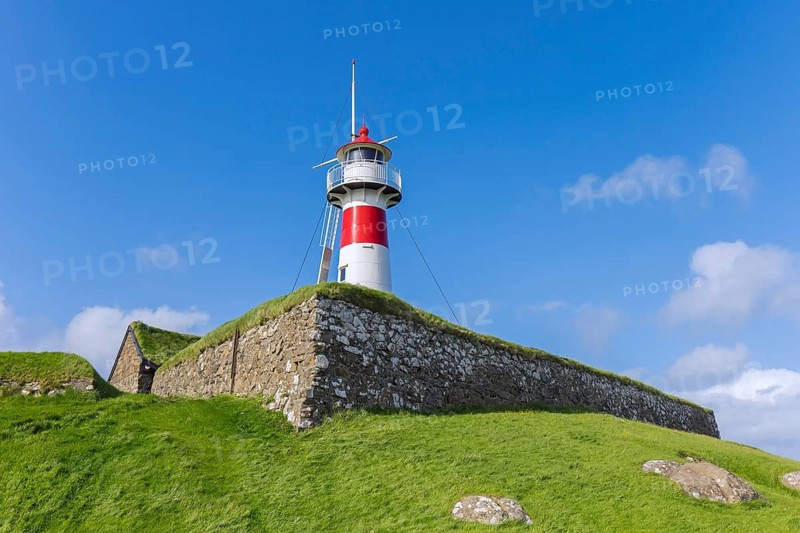 Skansin lighthouse on the historic fortress in Tórshavn, capital of the Faroe Islands, Faroes, archipelago in the North Atlantic Ocean