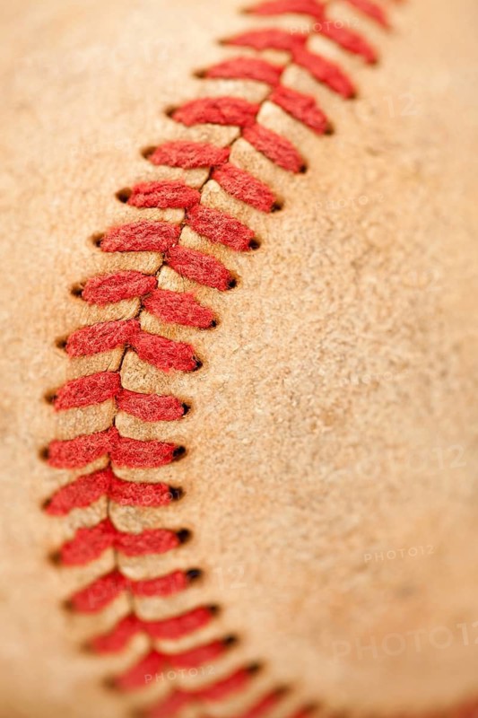 Macro Abstract Detail of Worn Leather Baseball