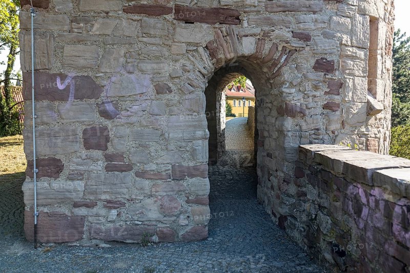 Passage through the half-shell tower on the town wall, Wernigerode, Harz, Saxony-Anhalt, Germany
