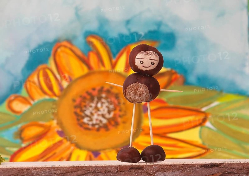 Chestnut figure in front of a painted background, North Rhine-Westphalia, Germany