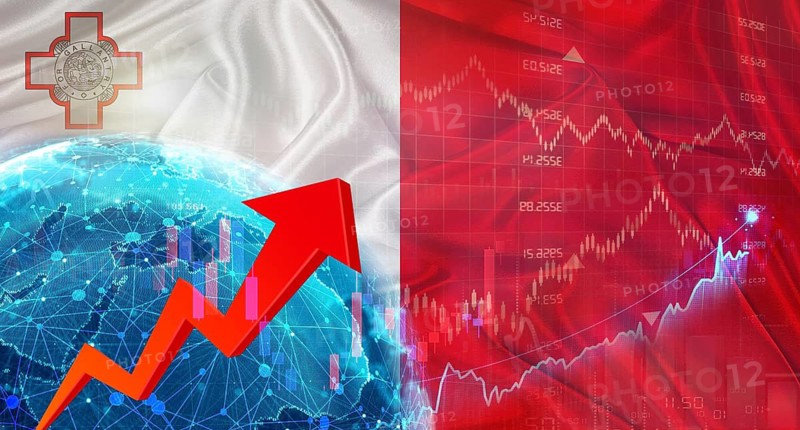 Global financial growth with Malta flag. Financial growth with Malta flag on economic background