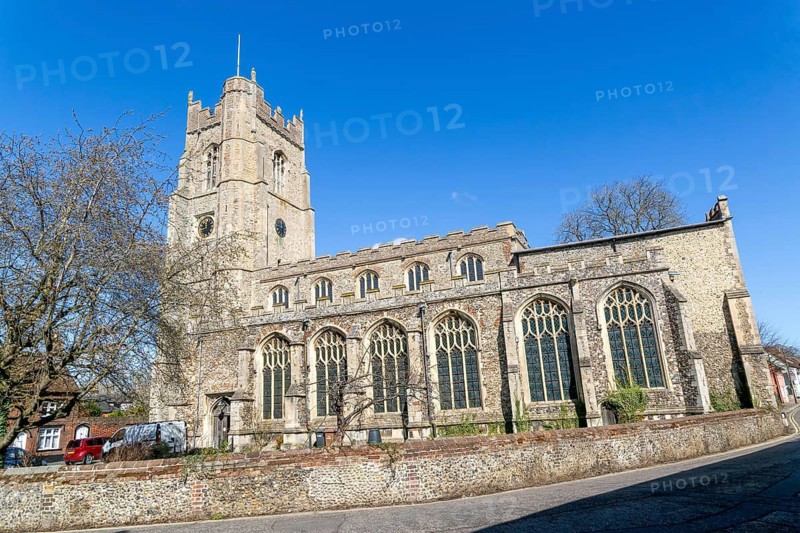 Perpendicular architecture of medieval parish church of All Saints, Sudbury, Suffolk, England, UK