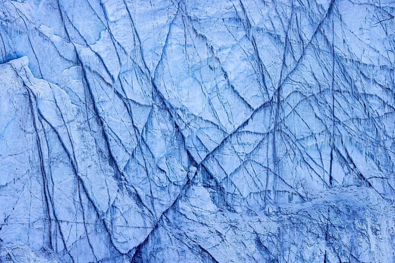 Heuglinbreen, retreating tributary glacier to Hayesbreen at Mohnbukta, bay at western shore of Storfjorden in Sabine Land at Spitsbergen, Svalbard