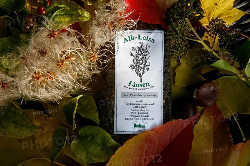Alb-Leisa, legumes, organic land, label, healthy, autumn leaves, chestnuts, food intake, organic producer, product from the Swabian Jura, Baden-Württemberg, Germany