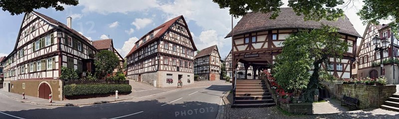 Wine Town Strümpfelbach Panorama Town Hall and Half-Timbered Houses Germany