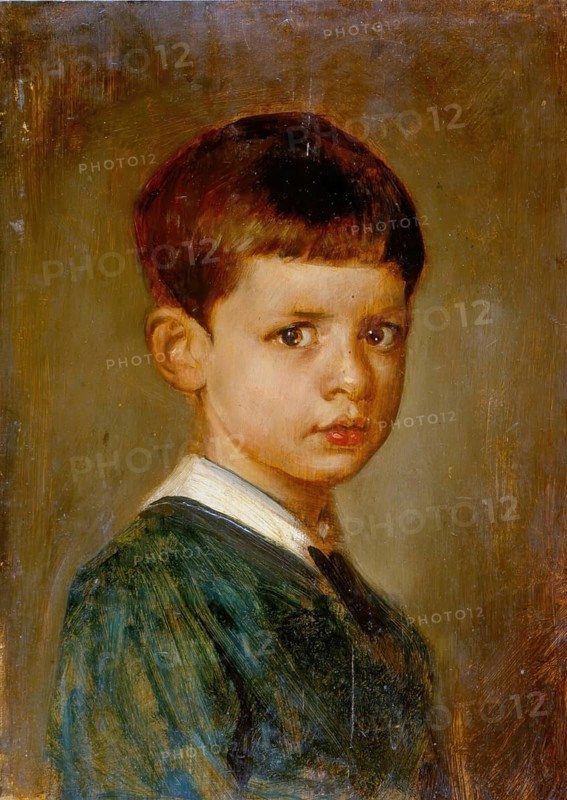 Painting, Reproduction of the painting, Work of art, Historical, Franz Seraph Lenbach, since 1882 Knight of Lenbach (born 13 December 1836 in Schrobenhausen, died 6 May 1904 in Munich), German painter, Munich painter prince, here his work:, Child portrait of Crown Prince Rupprecht of Bavaria (1874), Rupprecht of Bavaria (born 18. May 1869 in Munich, died 2 August 1955 in Schloss Leutstetten near Starnberg) was the last Bavarian crown prince, A young boy with a serious expression focuses into the distance