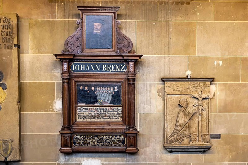 Reformer Johannes Brenz. Protestant parish church of St Michael. As Johannes Brenz's place of work, it was the starting point of the Reformation in the territory of the imperial city after 1523. Schwäbisch Hall, Baden-Württemberg, Germany