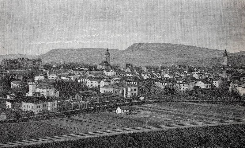 The city of Jena in Thuringia, Germany, in 1880, Historical, digital reproduction of an original from the 19th century