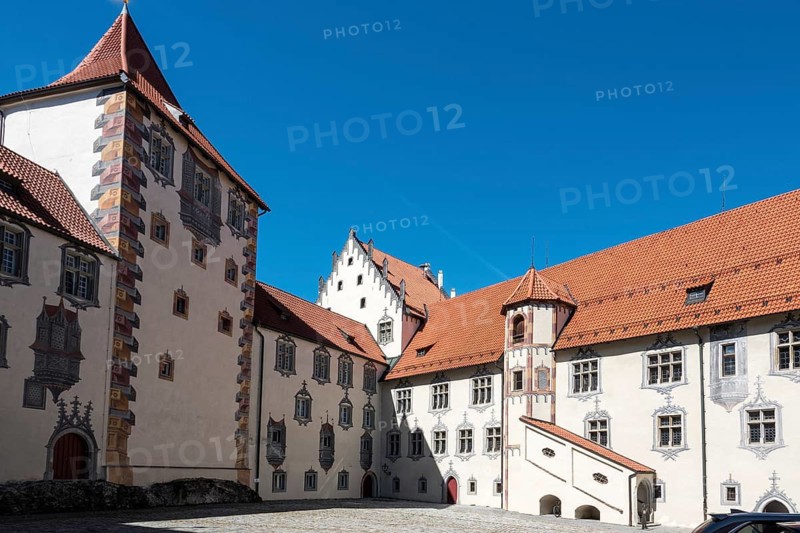 Courtyard, Hohes Schloss, Füssen, Ostallgäu, Allgäu, Bavaria, Germany