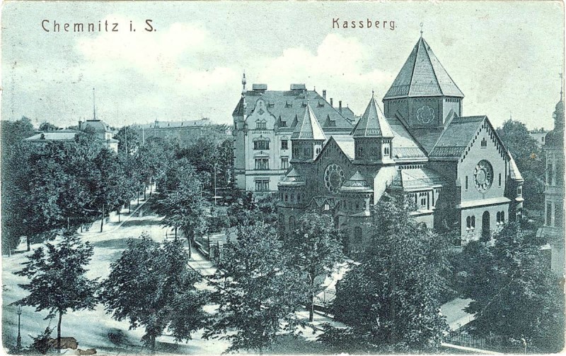 The Chemnitz Synagogue, c. 1905, postcard, Saxony, Germany, digitally enhanced reproduction from a historical original, c. 1900, public domain