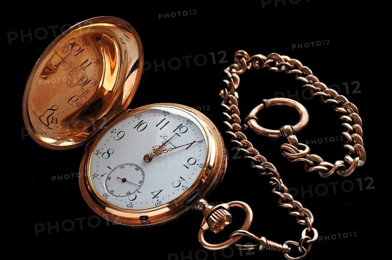 Longines 19th century gold-plated pocket watch with chain on black velvet, Germany