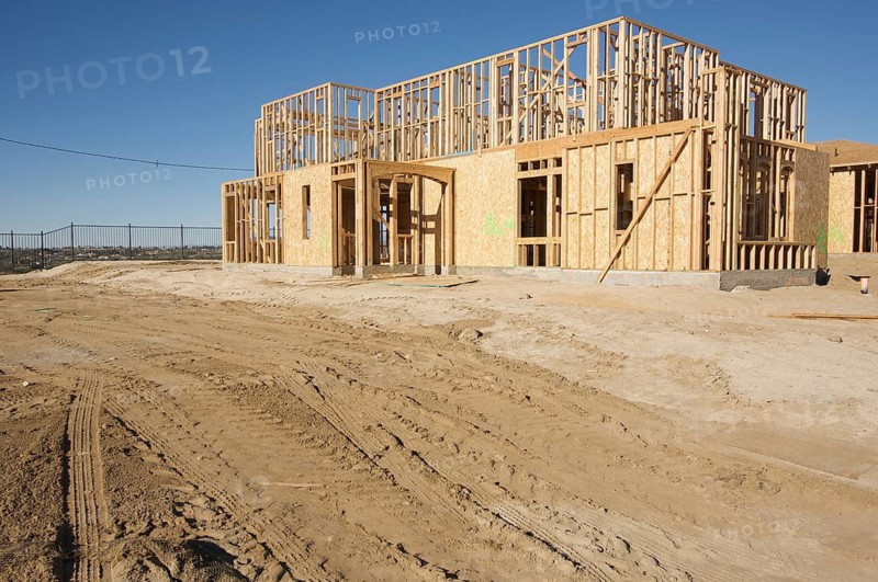 New residential construction home framing site