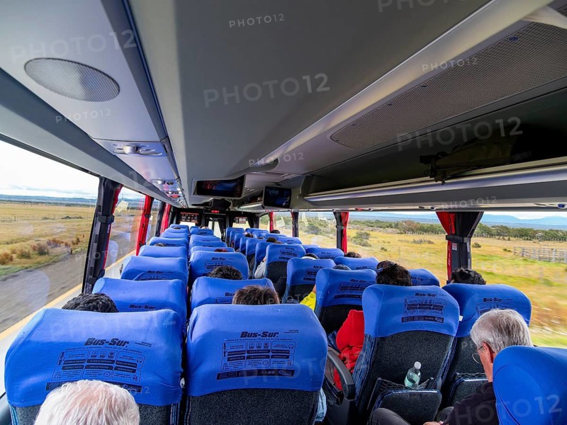 Coach between Puerto Natalas and Punta Arenas, Patagonia, Chile