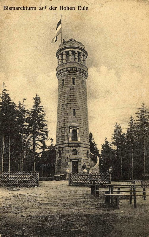 Bismarck Tower on the High Owl in the Owl Mountains, today Wielka Sowa in Poland, at the beginning of the 20th century, authentic reproduction of an old postcard, around 1910, historical, exact date unknown