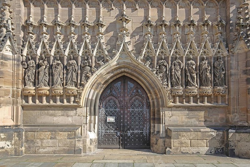 Virgin portal from the late Gothic St. Mary's Cathedral, church portal, handicrafts, figures, decorations, Zwickau, Saxony, Germany