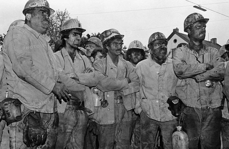 Recklinghausen, DEU - 28.06.1991 - Miners from the General Blumenthal colliery demonstrate against the abolition of coking coal aid. The mine stopped producing coal in 1992, Recklinghausen, Germany
