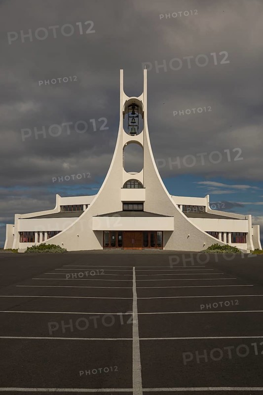 Stykkisholmur Church, built in 1980. Located in the town of Stykkisholmur in western Iceland, on the Snaefellsnes peninsula