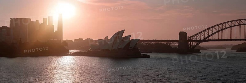 Australia scenic Sydney downtown skyline panorama and financial business center near Opera House
