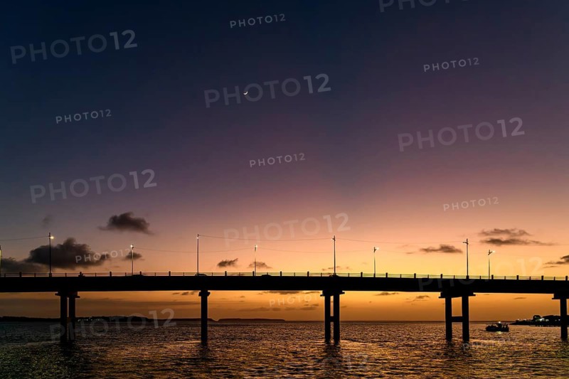 Sunset on the bridge over the Bacanga River in the city of Sao LuIs, Maranhao, Sao Luis, Maranhao, Brazil