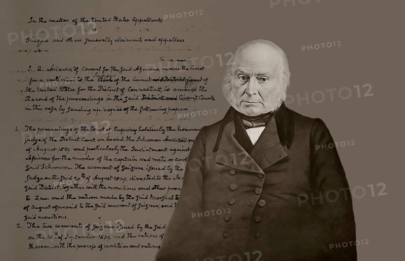 John Quincy Adams, 6th president of the United States, his request for papers relating to the Lower Court Trials of the Amistad Africans, after Mathew B. Brady, digitally restored