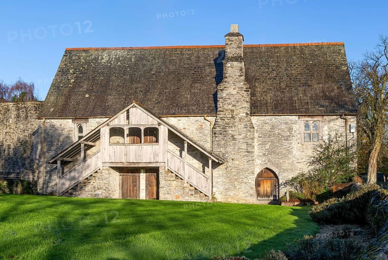 Historic medieval guest house building, Buckfast Abbey, Buckfastleigh, Devon. England, UK