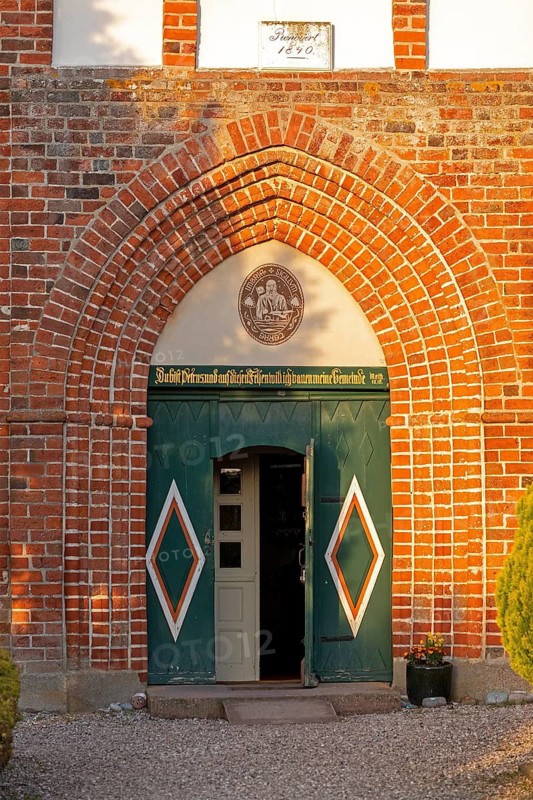 Entrance door, church, Landkirchen, Fehmarn, Schleswig-Holstein, Germany