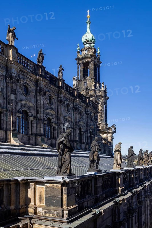 View of the high nave of the Catholic Court Church from the residential castle, Dresden, Saxony, Germany