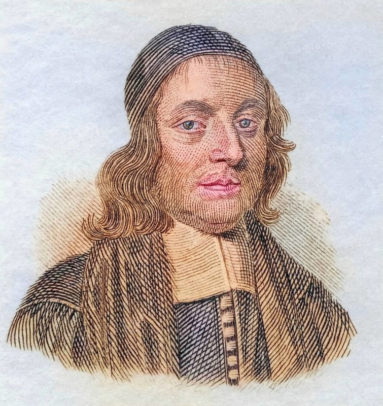 John Wallis, (born 23 Novemberjul. / 3 December 1616greg. in Ashford, Kent, died 28 Octoberjul. / 8 November 1703greg. in Oxford) was an English mathematician who contributed to infinitesimal calculus and to the calculation of the circle number p (\displaystyle \pi), coloured woodcut from Crabbe's Historical Dictionary from 1825, Historical, digital reproduction