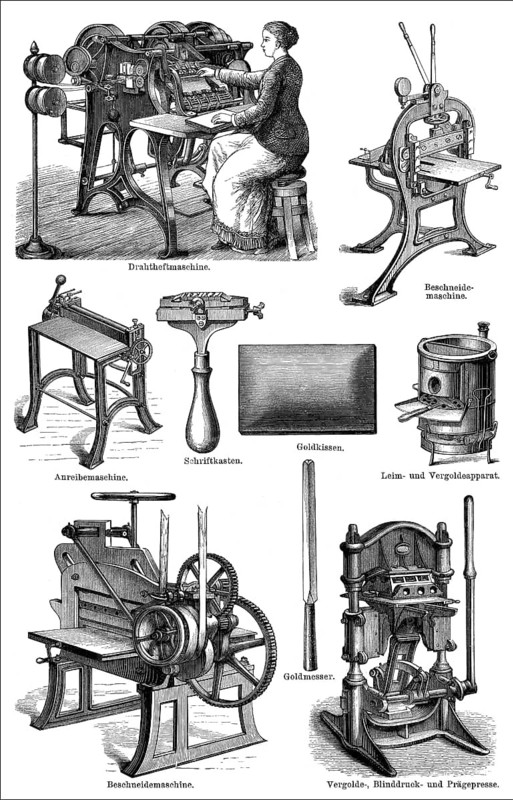 Historical book bindery, 19th century