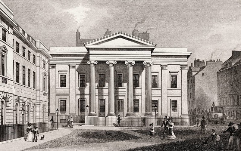 New County Hall, and Advocate's Library, Edinburgh, Scotland, 19th century, from Modern Athens by Th. H. Shepherd