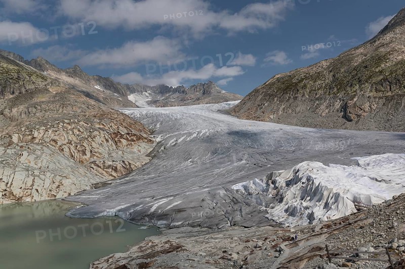 Rhone Glacier, Obergoms VS, Wallis, Switzerland. Under the white blankets is the ice grotto