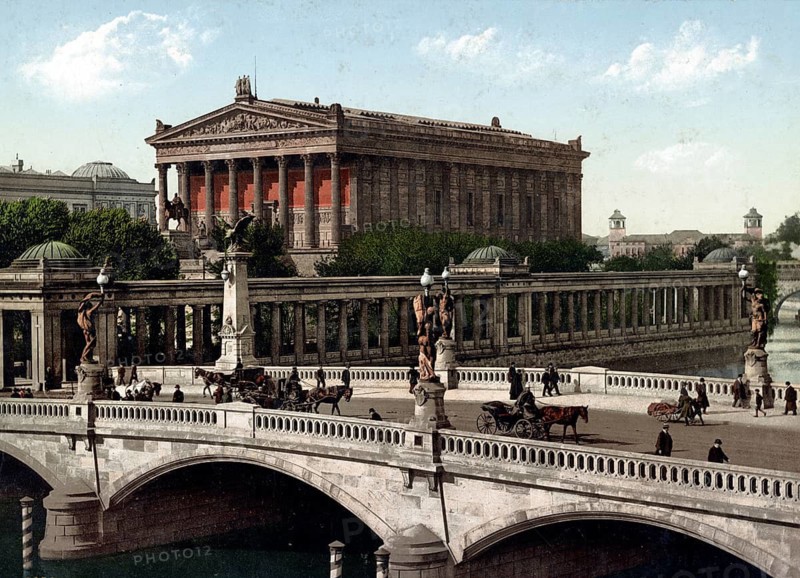 National Gallery and Friedrichsbrücke, Berlin, Germany, 1890, Historic, digitally restored reproduction from a 19th century original, Record date not stated