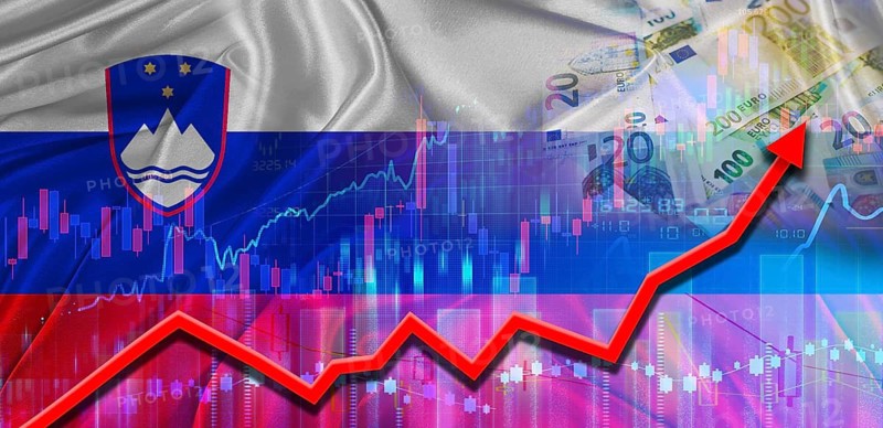 Slovenia financial growth on market graph. Slovenia economic growth on financial graph